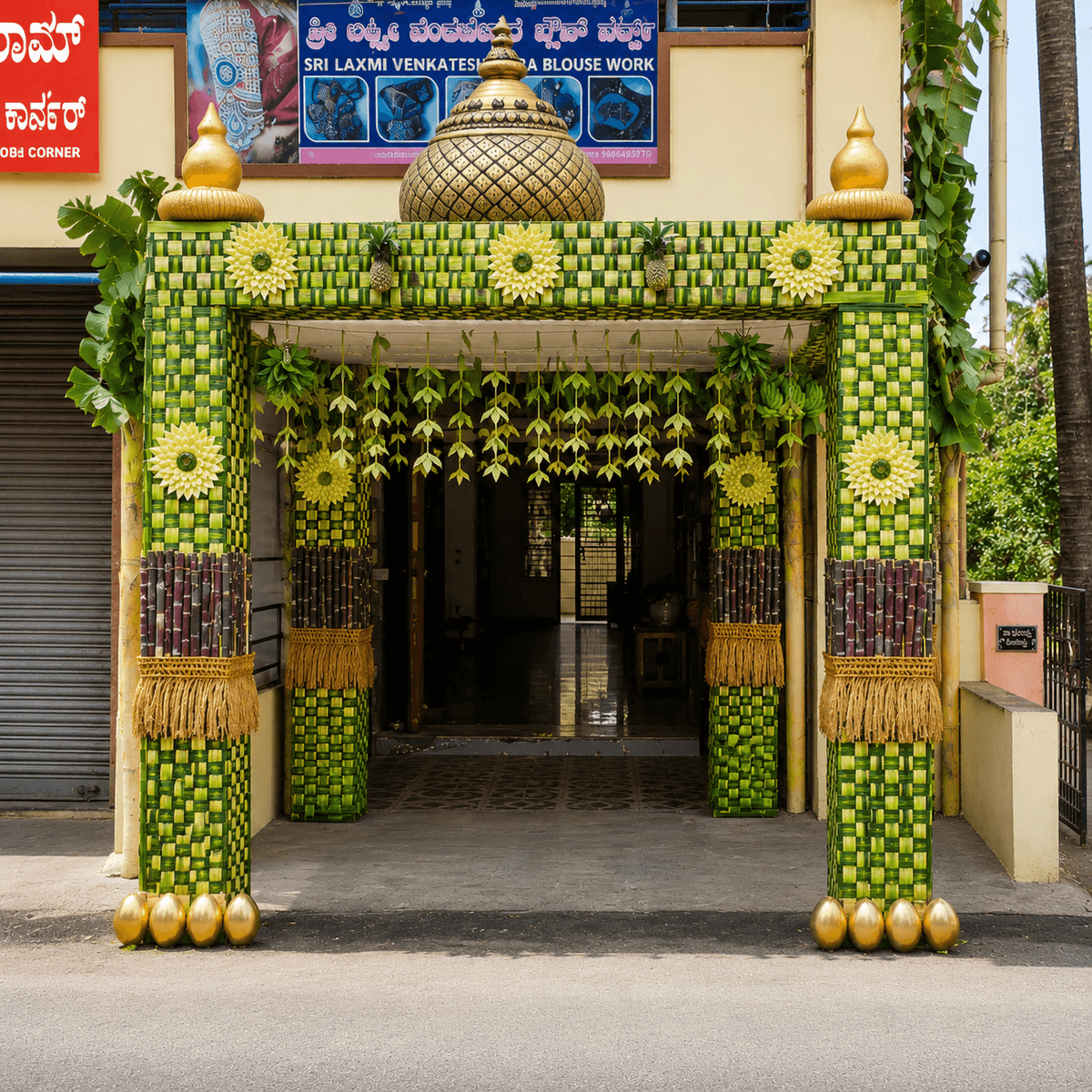Indoor wedding mandap decoration in Bangalore with elegant floral backdrop